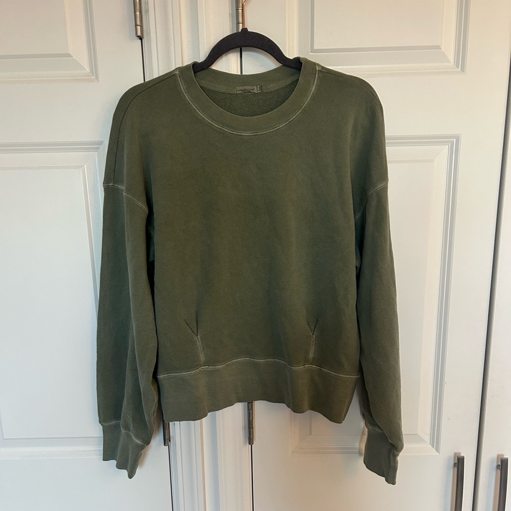 Unsubscribed Olive Green Cotton Crewneck Sweatshirt